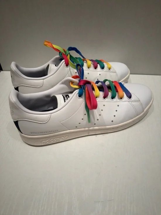 Adidas x Stella McCartney Stan Smith Sneakers Rainbow Laces White Size 9.5 Men - Picture 4 of 16